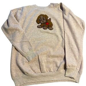 Pink heathered cree neck sweatshirt with dog